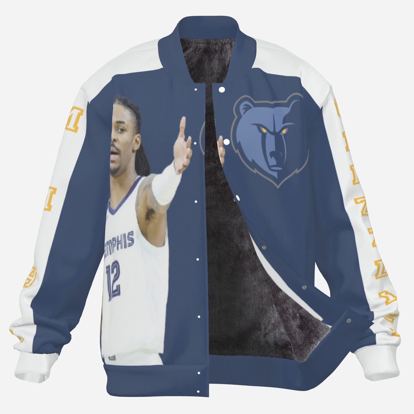 Men's Memphis Grizzlies Padded Double Layer Baseball Jersey Jacket (Navy Blue)