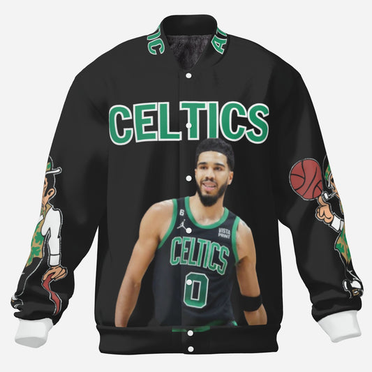 Custom Boston Celtics Jayson Tatum Men's Padded Double Layer Baseball Jersey Jacket