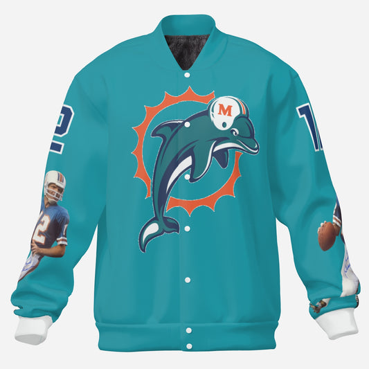 Miami Dolphins Men's Padded Double Layer Baseball Jersey Jacket ( Marine Blue)